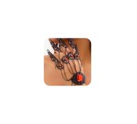 Jumwrit Bracelet with Finger Nails Hollow Tip Claw Rings Ancient Queen Halloween Cosplay Indian Egyptian Belly Dance Bracelet Shiny Rhinestone Tassel Layered Hand Chain Accessories for Women, Middle