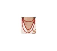 Jumwrit Long Layered Pearl Necklace Multi Strands Pearl Choker Necklace Simulated Round Pearl Necklace Statement Necklace for Women Girls 1920s Flapper Party Accessories（Red）