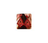 Jumwrit Sparkle Rhinestone Long Teardrop Dangle Drop Earrings Shiny Red Crystal Stud Earrings Chunky Chandelier Earrings Statement Fashion Wedding Bridal Jewelry for Women, Zinc, Rhinestone