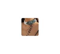 Jumwrit Vintage Layered Pearl Choker Necklace Chunky Chain Multi Strand Pearl Beaded Necklace Rhinestone Crystal Tassel 4 Tier Halloween Vampire Necklace Statement Accessories for Women, Faux pearl