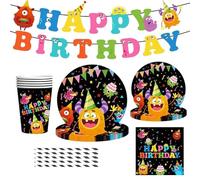 JUMXBUM 101 Pieces Monster Tableware for 20 Guests Monster Party Supplies Set for Kids Birthday Party Theme Baby Shower Decoration