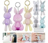 Jumyee 2 Pieces Silicone Easter Rabbit Keychain Charms Resin Epoxy Mold, with 25x Screw Eye Pins Crystal Bunny Jewelry Pendant Casting Mould DIY Clay Molds Craft Tool Handmade Gift