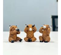 Jumyee 3 Pieces Resin Highland Cows Statues, Hear No, See No, Speak No, Home Decorations Office Ornament Cow Figurines Gift Collection Table Centerpiece Decor