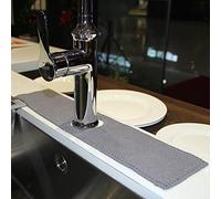 JUMYGEAR Kitchen Faucet Absorbent Mat, Sink Splash Guard, Microfiber Catcher, Water Drying Pads Behind Faucet, Counter and Sink, Countertop Protector for Kitchen, Bathroom, RV,Dish Gray, L-28''x4.4''