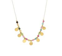 JUN MEIR'S 18K Gold Plated Necklace Stone with Wafer, Normal, Stainless Steel, No Gemstone