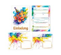 JuNa-Experten 12 Invitation Cards Including 12 Envelopes for Children's Birthday Boys Girls Children Animals Fish Cool Colourful Invitations Birthday Boys Birthday Girls Birthday Christening First Day