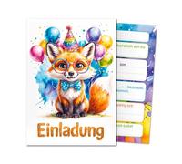 JuNa-Experten 8 Invitation Cards for Children's Birthday Boys Girls Children Animals Fox Cool Invitations Birthday Girls Birthday Boys Birthday Invitations Christening First Day at School