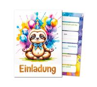 JuNa-Experten 8 Invitation Cards for Children's Birthday Boys Girls Children Animals Sloth Cool Invitations Birthday Girls Birthday Boys Birthday Invitations Christening First Day at School