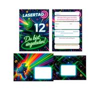 JuNa-Experten 8 Invitation Cards Including 8 Envelopes 12th Children's Birthday Laser Day Boy Children Girl Invitation Twelfth Birthday Laser Day Birthday Invitations Boys Birthday Girls Birthday