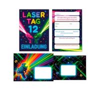 JuNa-Experten 8 Invitation Cards Including 8 Envelopes 12th Children's Birthday Laser Day Girl Boy Children Invitation Twelfth Birthday Laser Day Birthday Invitations Boys Birthday Girls Birthday