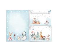 JuNa-Experten Writing Paper Set Christmas Snowman Santa Claus Christmas Motif A5 Pad with 25 Sheets + 15 Envelopes