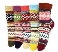 JUNAN 5Pairs Ladies thermal Winter socks, Womens Thick Knitting Warm & comfy Wool Crew Vintage Style Sock