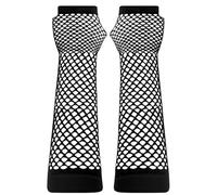 JUNART 2 Pairs of Long Fishnet Gloves, 4 Colours Stretchy Fingerless Mesh Gloves for Theme Parties,Performances,Cosplay,Costume Accessories(Black)