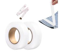JUNART 2Pcs 2cm×24m Wonder Web Hemming Tape Iron On Hemming Tape, Extra Strong Hem Tape for Trousers, Ironing, Bonding, Repair Curtains, Pants, Jeans, Fabric Clothes with Tape Measure (White)
