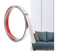 JUNART 600cm×2cm Stainless Steel Wall Molding Trim,Peel and Stick, Flexible Self-Adhesive Metal Trim for Fireplaces, Mirror Frames, Walls, Ceilings, Floors, Tiles(Silver)