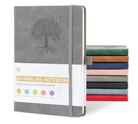 JUNART A5 Journal Notebooks for Women & Men with 192 Pages, Leather Hardcover Notebook for Personal Writing Study Office Travel Recording or Gifts(Gray)