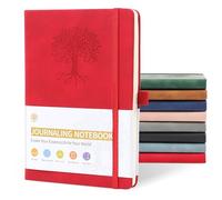 JUNART A5 Journal Notebooks for Women & Men with 192 Pages, Leather Hardcover Notebook for Personal Writing Study Office Travel Recording or Gifts(Red)