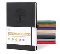 JUNART A5 Journal Notebooks for Women & Men with 192 Pages, Leather Hardcover Notebook for Personal Writing Study Office Travel Recording or Gifts(Black)