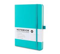 JUNART Lined Journal Notebook，192 Pages A5 Hardcover Notebook with Pen Loop Bookmark Inner Pocket for Office School Supplies，80gsm Leather Journal for Women Men (Lake Green)