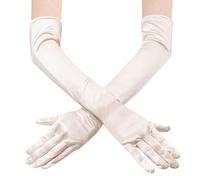 JUNART Long Satin Gloves,Elegant Elbow Length Gloves for Opera Party, Wedding, Evening Dresses,Carnival Costume, Dance (Champagne)