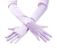 JUNART Long Satin Gloves,Elegant Elbow Length Gloves for Opera Party, Wedding, Evening Dresses,Carnival Costume, Dance (Light Purple)