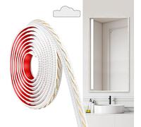 JUNART PVC Moldings Trim, 300cm×2cm, Peel and Stick Self-Adhesive, Coving for Ceilings, Wall Moldings for Wall Edge, Mirror Frames, Ceiling, Skirting Boards, Cabinet(White Gold)