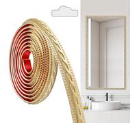 JUNART PVC Moldings Trim, 300cm×2cm, Peel and Stick Self-Adhesive, Coving for Ceilings, Wall Moldings for Wall Edge, Mirror Frames, Ceiling, Skirting Boards, Cabinet(Champagne Gold)