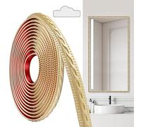 JUNART PVC Moldings Trim, 600cm×2cm, Peel and Stick Self-Adhesive, Coving for Ceilings, Wall Moldings for Wall Edge, Mirror Frames, Ceiling, Skirting Boards, Cabinet(Champagne Gold)