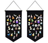 Junbyuhu 2PCS Pin Wall Display Banners Blank Wall Canvas Banner Badge Collection Board Pin Banners Decorative DIY Plaque for Display Buttons and Label Collections (Black Color)