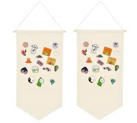 Junbyuhu 2PCS Pin Wall Display Banners Blank Wall Canvas Banner Badge Collection Board Pin Banners Decorative DIY Plaque for Display Buttons and Label Collections (Primary Color)