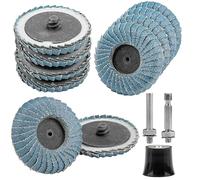 Junchamp 10PCS 120 Grit Curved Flap Disc 2 Inch Roll Lock Quick Change Sanding Discs 1pcs 1/4" Holder Surface Grinding Disc for Die Grinder Metal Surface Grind Burr Finish Weld Rust Paint Removal