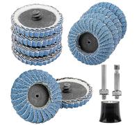 Junchamp 10PCS 40 Grit Curved Flap Disc 2 Inch Roll Lock Quick Change Sanding Discs 1pcs 1/4" Holder Surface Grinding Disc for Die Grinder Metal Surface Grind Burr Finish Weld Rust Paint Removal