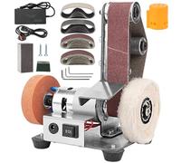 Junchamp 3-in-1 Electric Belt-Sander Polishing-Grinding Knife Sharpener, 7 Speed Adjustable Mini Power Sanding Machine Bench Grinder for DIY Model Crafts Jewelry Making, Wood Metal Working