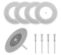 Junchamp 5Pcs 60mm Diamond Cutting Disc Cutoff Wheel with 5Pcs Mandrel 1/8'' Shank Drill Blade for Rotary Tool Cutting Disc Polishing Glass Tiles Marble Plastic Jade