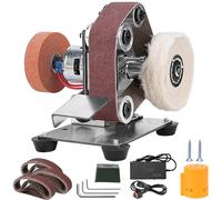 Junchamp Mini Electric Belt-Sander Knife-Sharpener Sanding Machine - Small Bench Grinder Kit 7 Speed Adjustable Power Polisher DIY Polishing Grinding Tool for Knife Making, Wood Metal Working