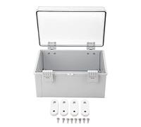 Junction Box ABS Electrical Enclosure Outdoor Power Distribution Case with Transparent Cover for Indoor Outdoor Wiring Gray White 300 x 200 x 170mm