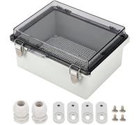 Junction Box, IP67 Water Proof ABS Plastic Hinged Shell Boxes Outdoor Universal Enclosure Usage Project Electrical Box with Transparent Cover Grey for Power Electrical Project 8.7 x 6.7 x 4.3in