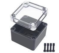 Junction Box,IP67 Waterproof ABS Black Project Box Clear Cover with Mounting Plate Electrical Box Enclosure for Outside Electronics 3.9 x 3.9 x 3inch(100x100x75mm)