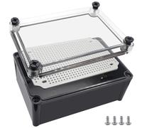 Junction Box,IP67 Waterproof ABS Black Project Box Clear Cover with Mounting Plate Electrical Box Enclosure for Outside Electronics 11 x 7.5 x 5.1inch(280x190x130mm)
