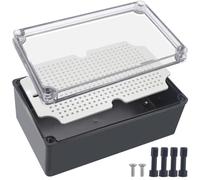 Junction Box,IP67 Waterproof ABS Black Project Box Clear Cover with Mounting Plate Electrical Box Enclosure for Outside Electronics 9.8 x 5.9 x 3.9inch(250x150x100mm)