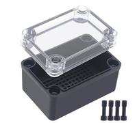 Junction Box,IP67 Waterproof ABS Black Project Box Clear Cover with Mounting Plate Electrical Box Enclosure for Outside Electronics 3.7 x 2.6 x 2.2inch(95x65x55mm)