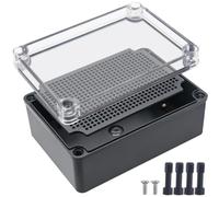 Junction Box,IP67 Waterproof ABS Black Project Box Clear Cover with Mounting Plate Electrical Box Enclosure for Outside Electronics 6.9 x 4.9 x 3inch(175x125x75mm)