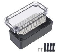 Junction Box,IP67 Waterproof ABS Black Project Box Clear Cover with Mounting Plate Electrical Box Enclosure for Outside Electronics 7.1 x 3.1 x 2.8inch(180x80x70mm)
