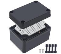 Junction Box,IP67 Waterproof ABS Black Project Box with Mounting Plate Electrical Box Enclosure for Outside Electronics 4.3 x 3.1 x 2.8inch(110x80x70mm)