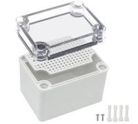 Junction Box,IP67 Waterproof ABS Grey Project Box Clear Cover with Mounting Plate Electrical Box Enclosure for Outside Electronics 4.3 x 3.1 x 3.3inch(110x80x85mm)