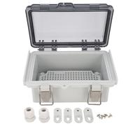Junction Box, IP67 Waterproof ABS Plastic Enclosure, Outdoor Weatherproof Project Electric Box with Hinged Grey Cover, Mounting Plate, Wall Brackets for Power Project, 5.9x3.9x2.8in