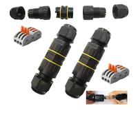 Junction Box Outdoor, CESFONJER 2 PCS Waterproof IP68 Connector, 3 - Way Line M25 Cable Connector, Inline Cable Connector, Cable Connector Sleeve Coupler for Cables Ø 6-11 mm