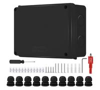 Junction Box Outdoor Waterproof Junction Box Surface-Mounted IP65, 150 x 110 x 70 mm Terminal Box Surface-Mounted Junction Box M20 for Diameter 6-12 mm Cable (Black)