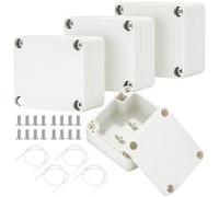 Junction Box Waterproof IP65 Outdoor Electronic Project Box Electrical Accessories Housing Plastic White 63 x 58 x 35 mm Pack of 4