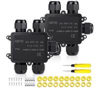 Junction Box Waterproof IP68: Earth Cable Connector Waterproof Junction Box Outdoor for Cables with 5 mm - 15 mm Diameter (5 Ways (Pack of 2)